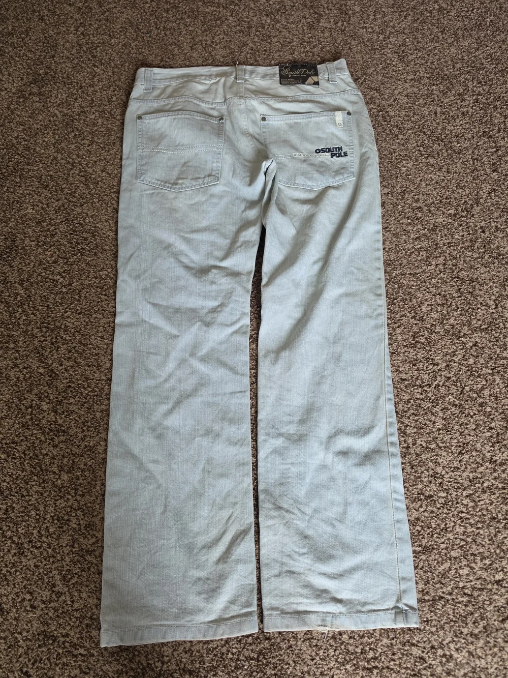 Vintage South Pole Light Blue Wash Jeans Mens Regular Fit Straight Leg Size 34